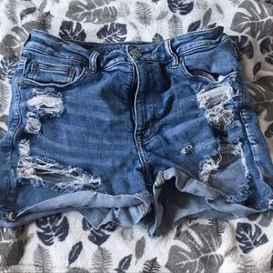 American eagle size 10 light wash distressed jean shorts